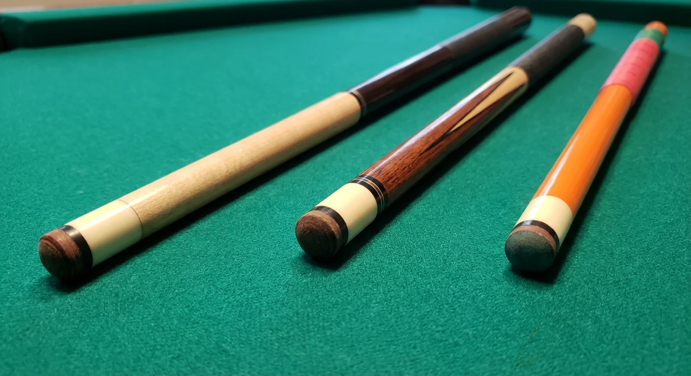 狭い部屋向けの58インチ標準キューと52インチ・48インチショートキューの比較.